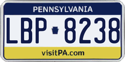 PA license plate LBP8238