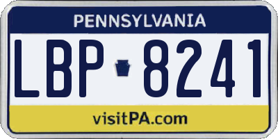 PA license plate LBP8241