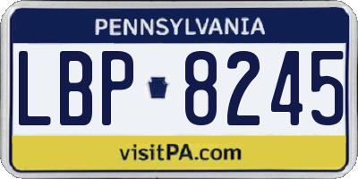 PA license plate LBP8245
