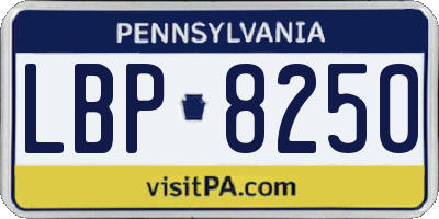 PA license plate LBP8250