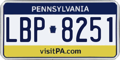 PA license plate LBP8251
