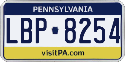 PA license plate LBP8254
