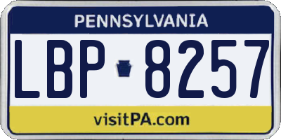 PA license plate LBP8257