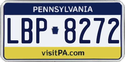 PA license plate LBP8272