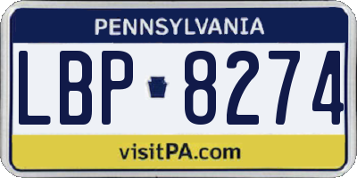PA license plate LBP8274