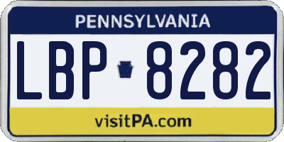 PA license plate LBP8282
