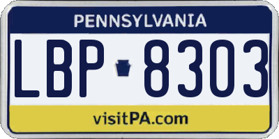 PA license plate LBP8303