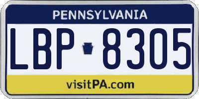 PA license plate LBP8305