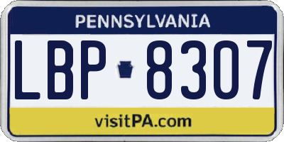 PA license plate LBP8307