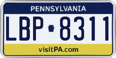 PA license plate LBP8311