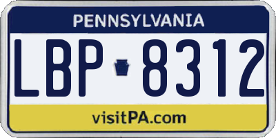 PA license plate LBP8312