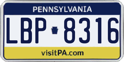 PA license plate LBP8316