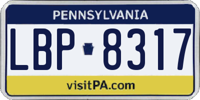 PA license plate LBP8317