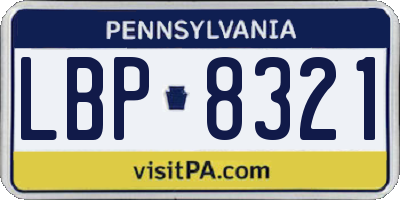 PA license plate LBP8321