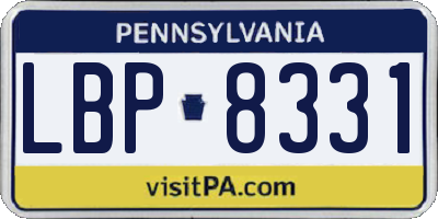 PA license plate LBP8331