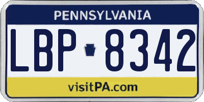 PA license plate LBP8342