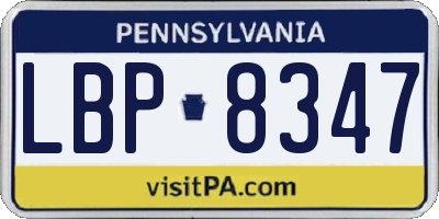 PA license plate LBP8347