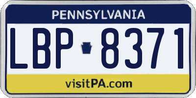 PA license plate LBP8371