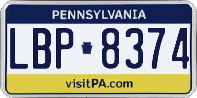 PA license plate LBP8374