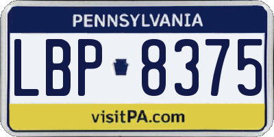 PA license plate LBP8375