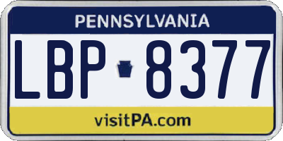 PA license plate LBP8377