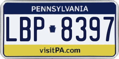 PA license plate LBP8397