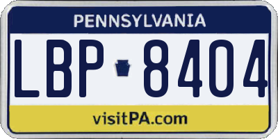 PA license plate LBP8404