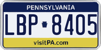 PA license plate LBP8405