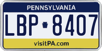 PA license plate LBP8407