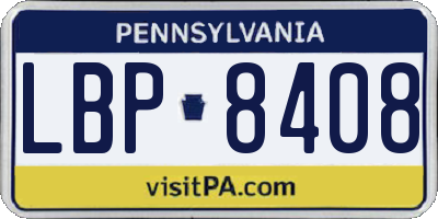PA license plate LBP8408