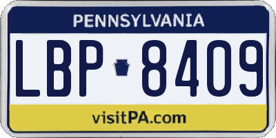 PA license plate LBP8409