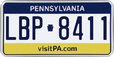 PA license plate LBP8411