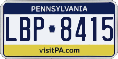 PA license plate LBP8415