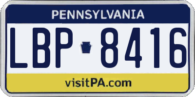 PA license plate LBP8416