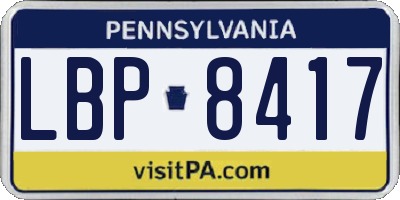 PA license plate LBP8417