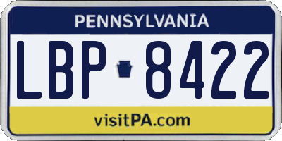 PA license plate LBP8422