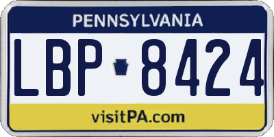 PA license plate LBP8424