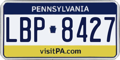 PA license plate LBP8427