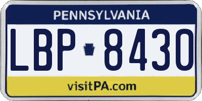 PA license plate LBP8430