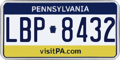 PA license plate LBP8432
