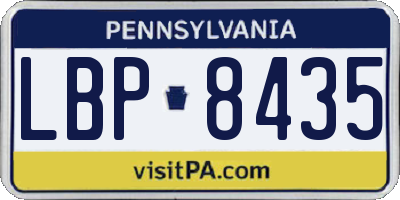 PA license plate LBP8435