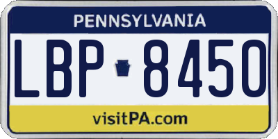 PA license plate LBP8450