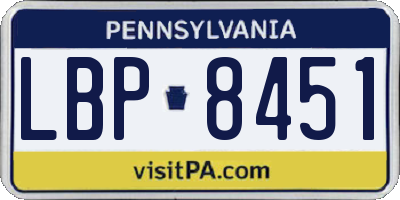 PA license plate LBP8451