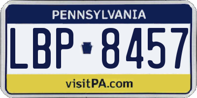 PA license plate LBP8457