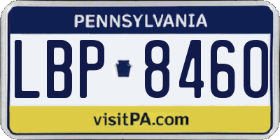 PA license plate LBP8460