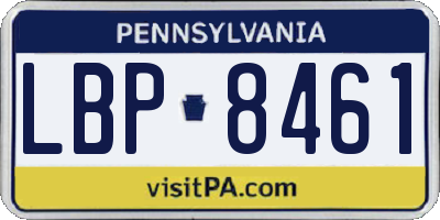 PA license plate LBP8461