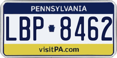 PA license plate LBP8462