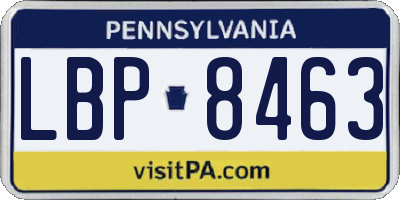 PA license plate LBP8463