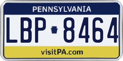 PA license plate LBP8464