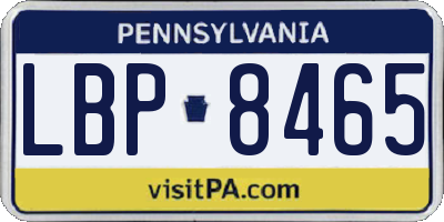 PA license plate LBP8465
